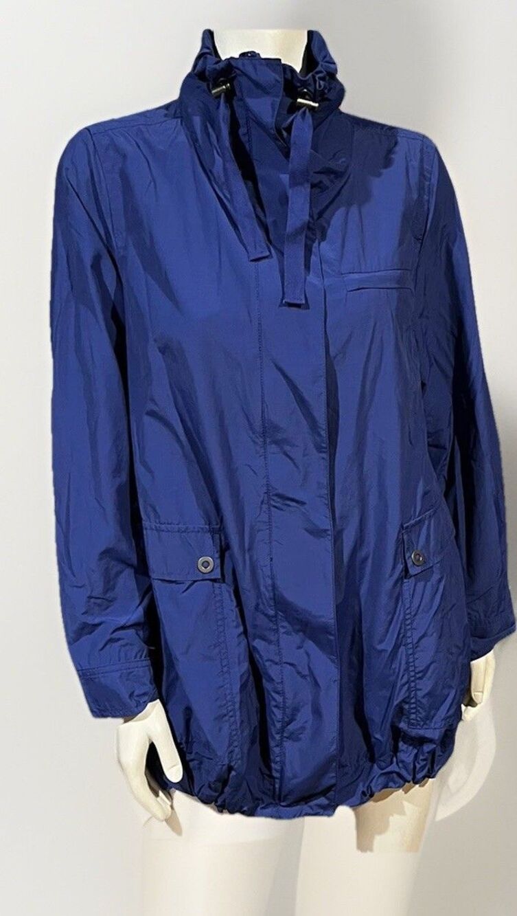 Eileen Fisher Royal Blue Nylon Cotton Blend Longline Windbreaker Jacket Size S
